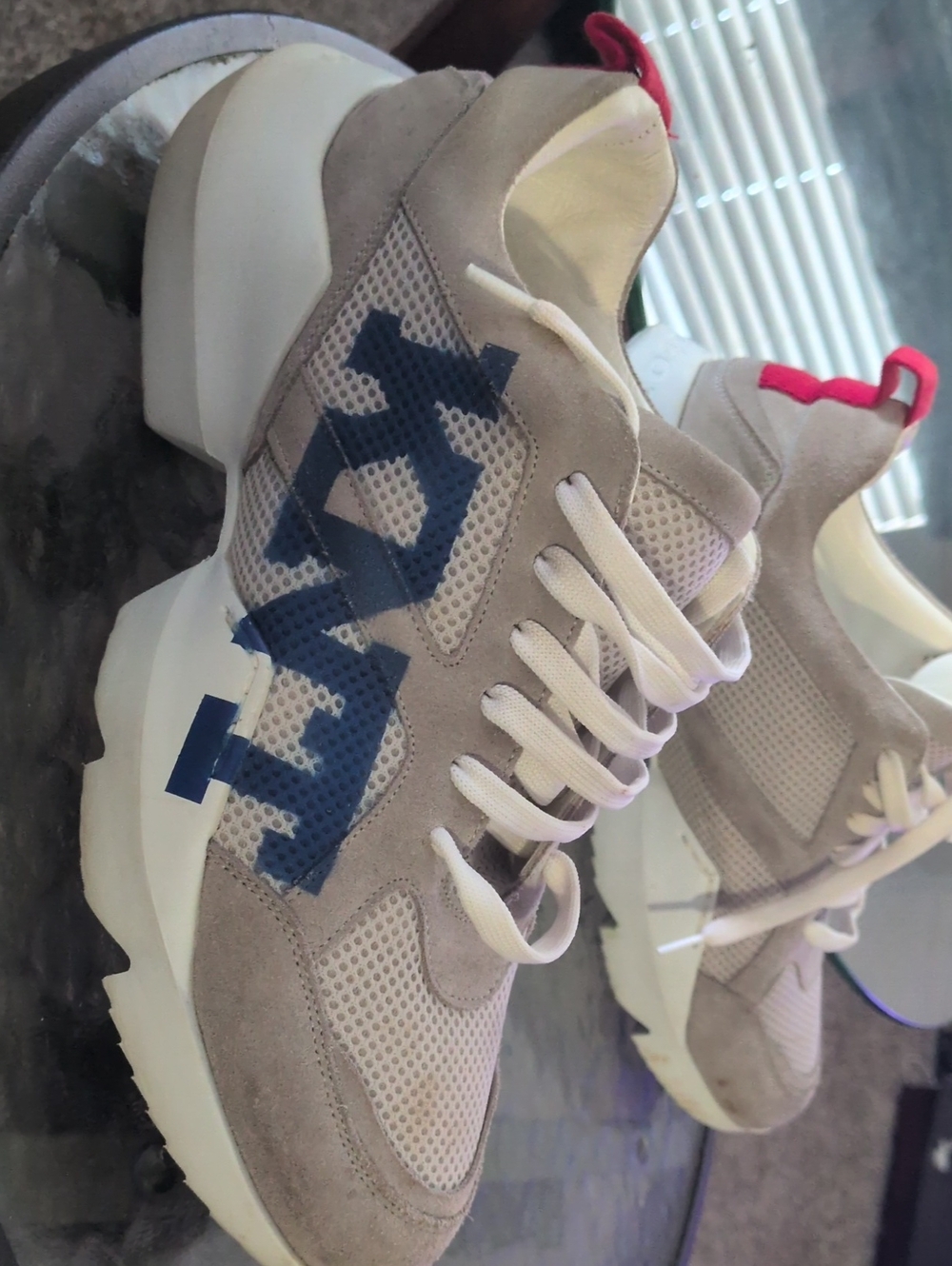 Kiton Designe Suede & Mesh Sneakers with Navy Accent